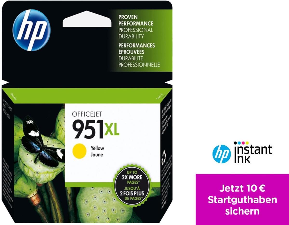 Bis zu 45€ Cashback sichern HP Original 951XL Druckerpatrone - gelb (CN048AE)
