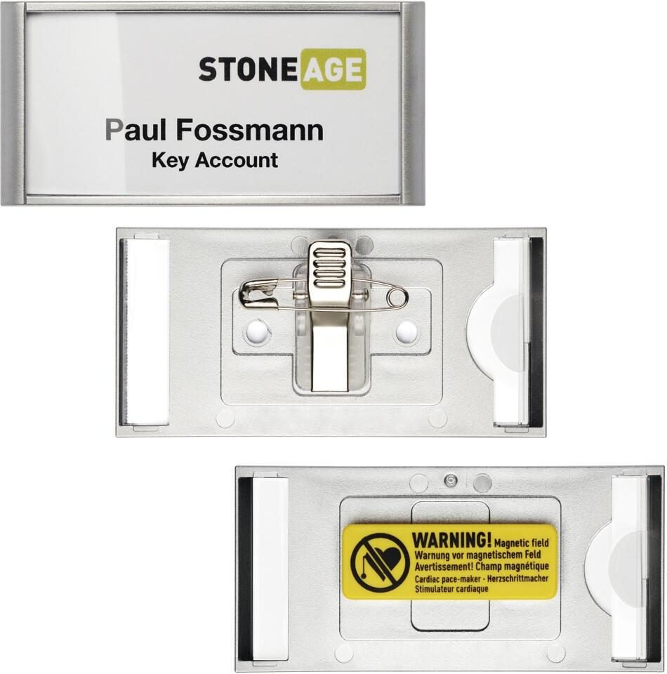 DURABLE Badge Classic Namensschilder silber 6.5 cm x 3 cm