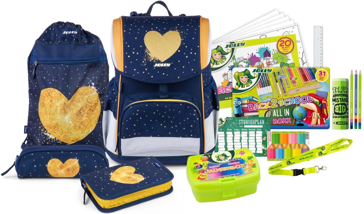 JOLLY Schulranzen-Set ERGONOMIC FLEXI 16,0 x 16,0 x 40,0 cm blau/gold 20,0 l