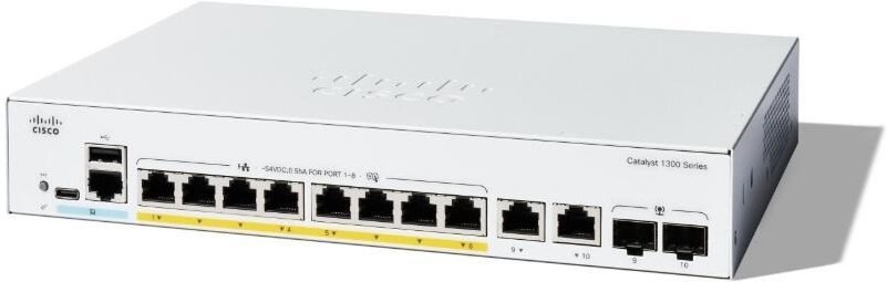 Cisco Catalyst 1300-8P-E-2G Switch 8x 1GbE PoE+ + 2x 1GbE RJ45/SFP Combo L3 managed