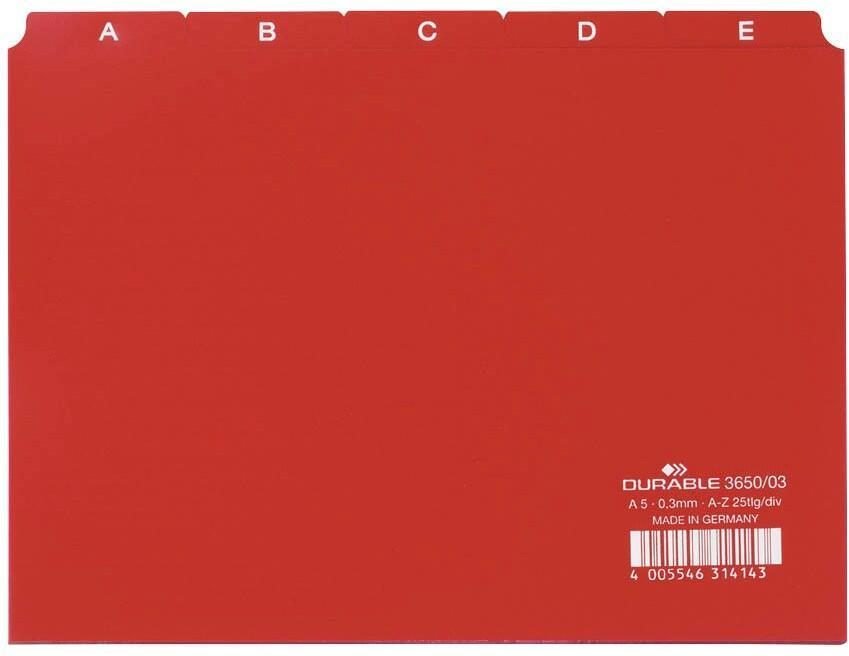 Thumbnail - DURABLE Karteikartenregister DIN A5 quer A-Z - rot