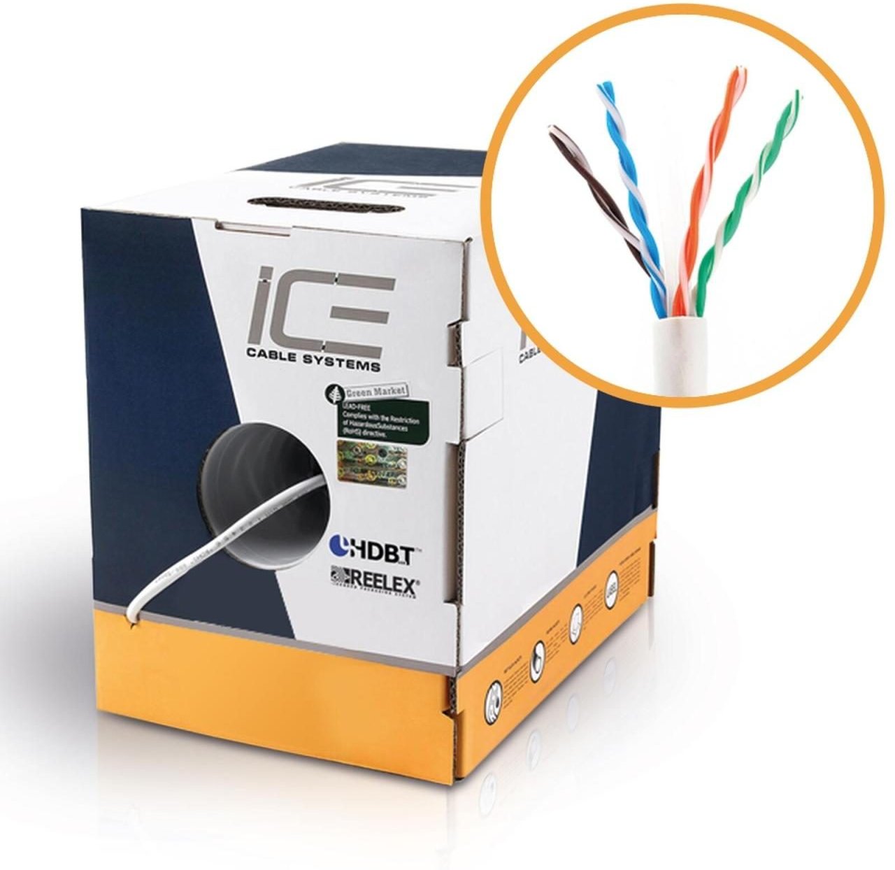 ICE Cable - Cat.6A Kabel, 550MHz, UTP, 23AWG, SBC, 305m Spule, Farbe: blau