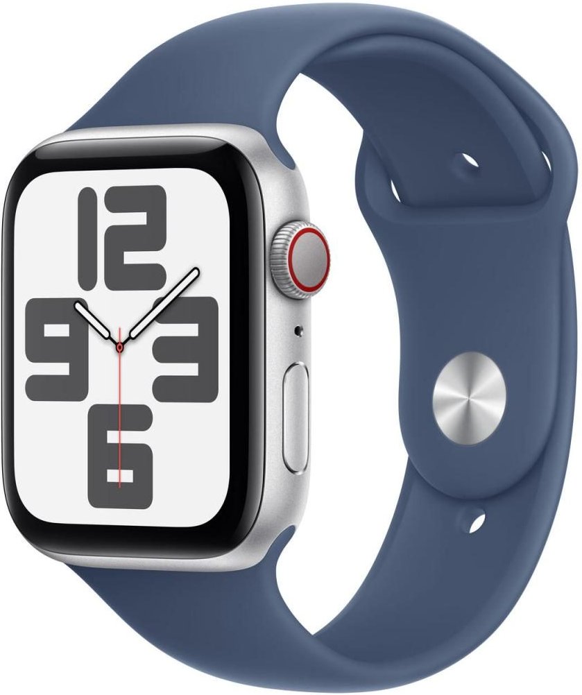 Apple Watch SE (GPS + Cellular) 44mm Aluminiumgehäuse silber, Sportarmband denim (M/L)