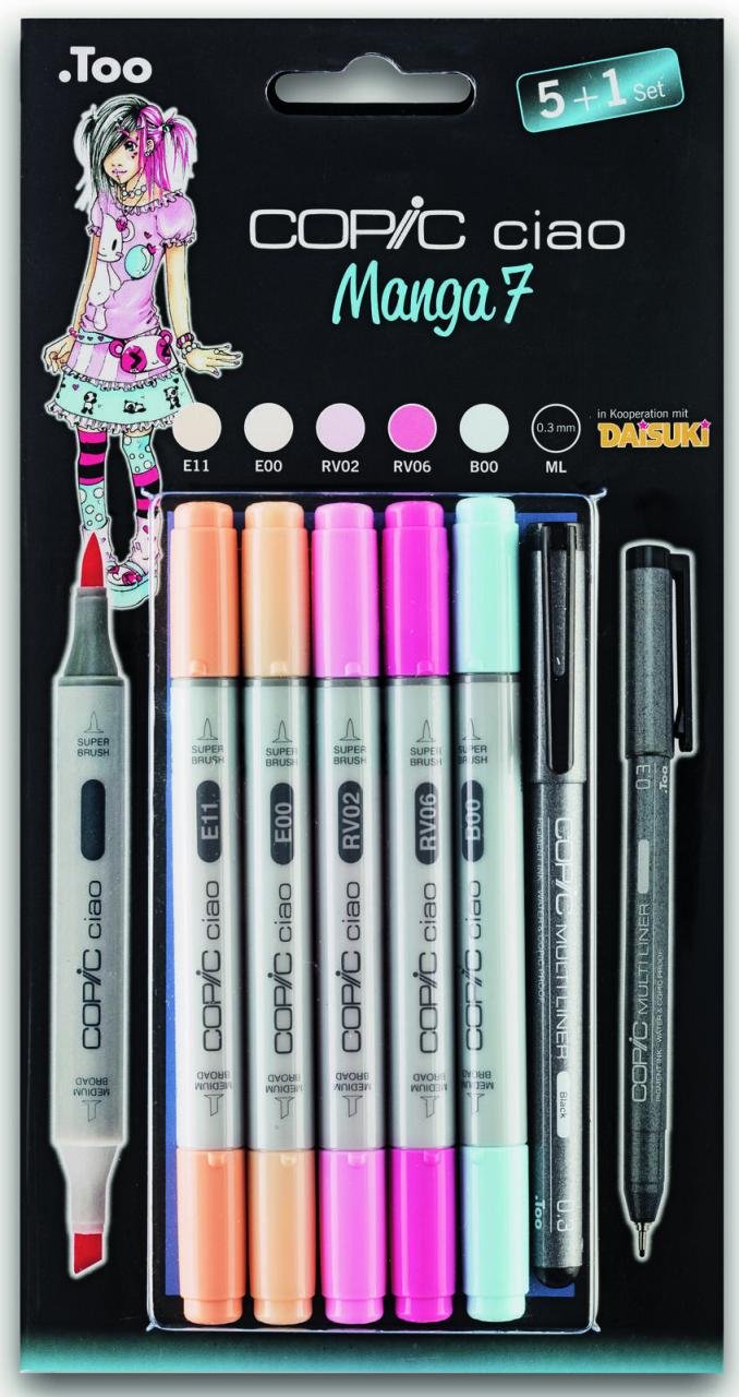Thumbnail - COPIC® Ciao 5+1 Set Manga 7 Layoutmarker-Set 1.0 + 6.0 mm Mehrfarbig