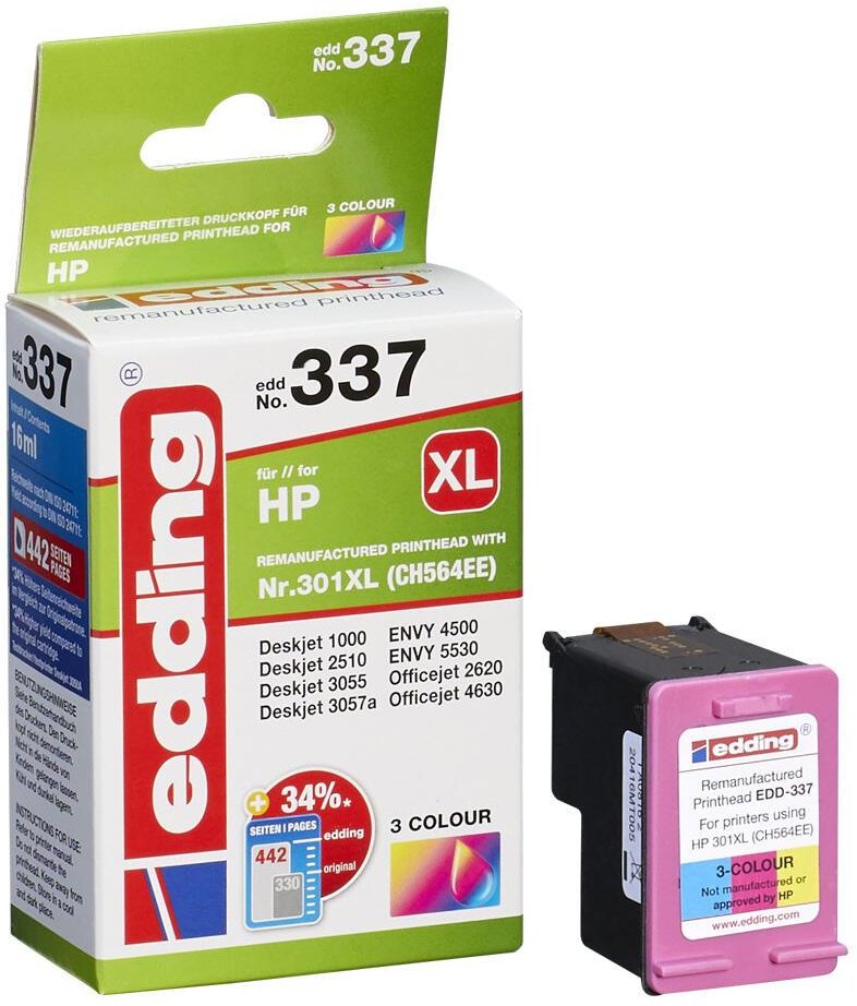 Thumbnail - edding Druckerpatrone EDD-337 color kompatibel zu HP 301XL (CH564EE)