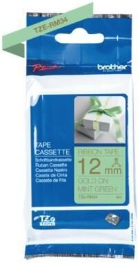 Brother Original P-Touch Farbband TZe-RM34 Gold auf Mintgrün (TZERM34)