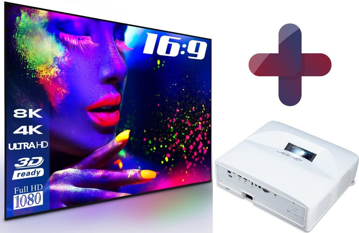 Acer ApexVision L812 Laser Ultrakurzdistanz Beamer 4000 ANSI Lumen + eSmart Expert UKD Rahmen Leinwand 305 cm 120 Zoll