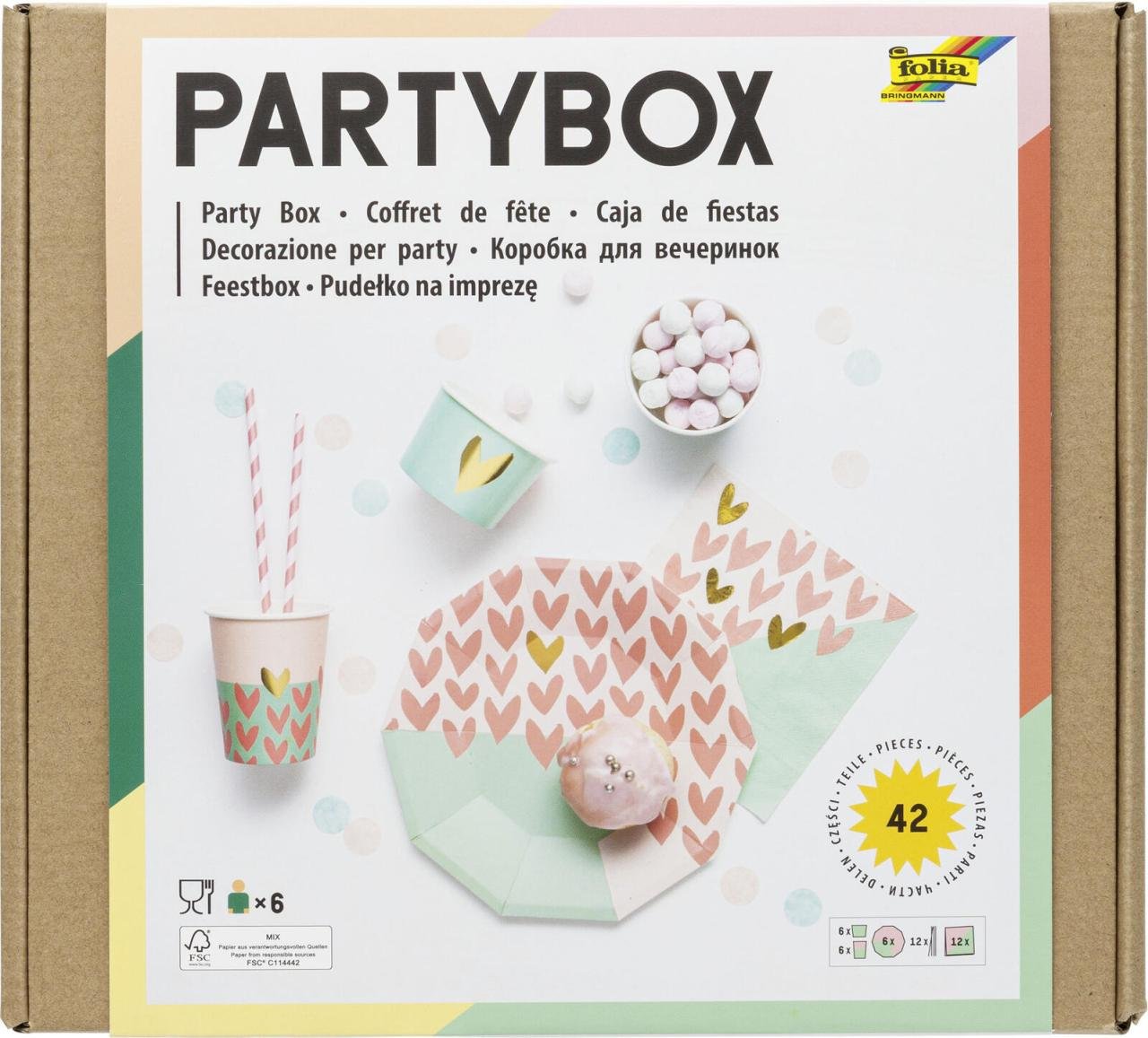 folia Herze Party-Set mehrfarbig