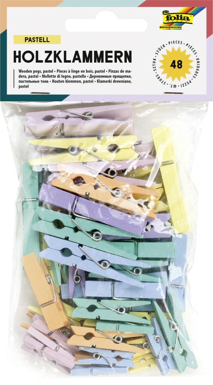 folia Holzklammern mehrfarbig