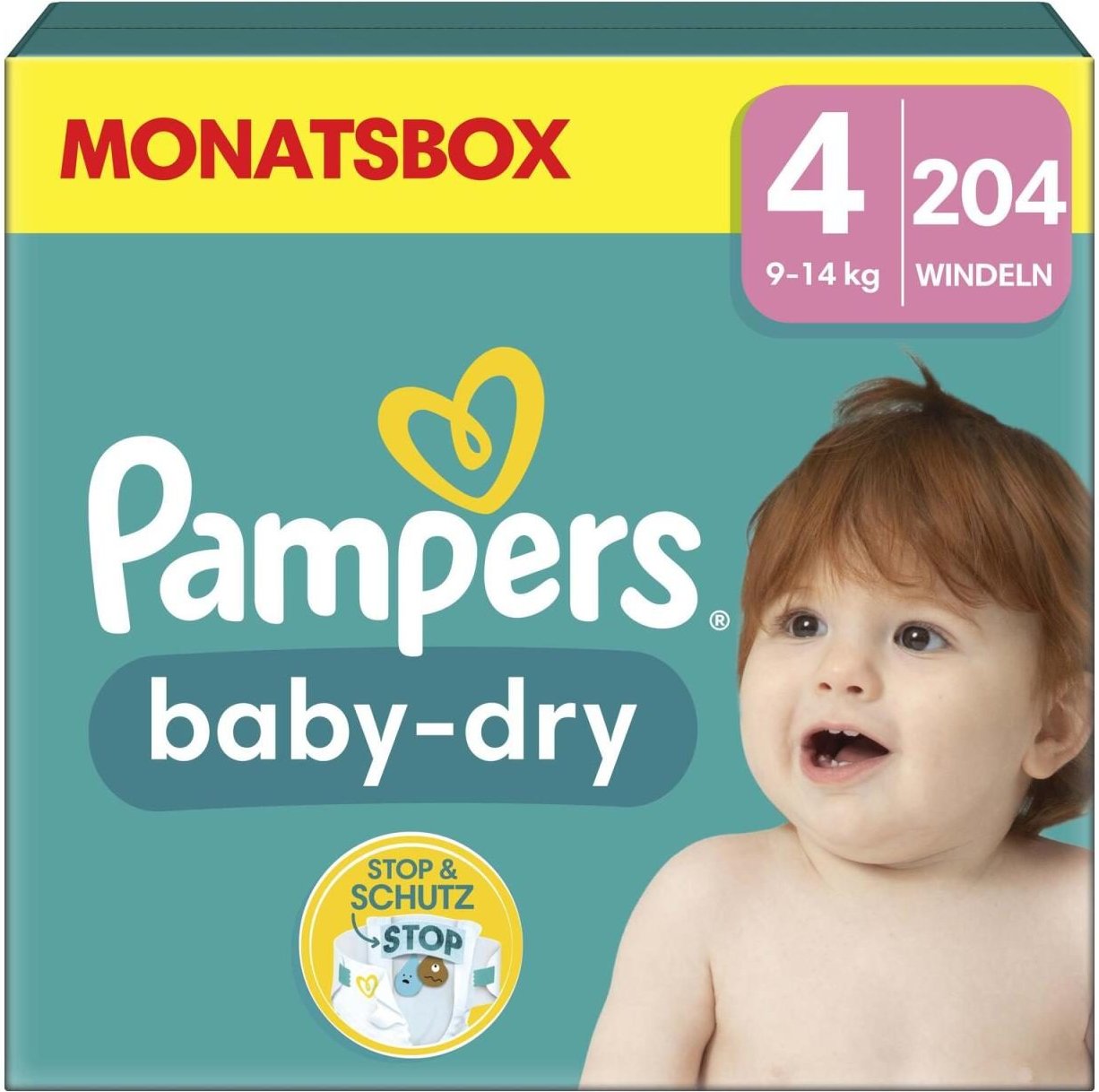 Pampers® Windeln Baby Dry Größe 4 204ST für Babys und Kleinkinder (4-18 Monate)