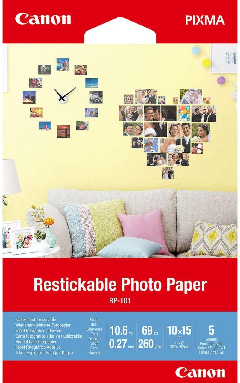 Canon RP-101 Wiederaufklebbare Foto-Sticker 100x150mm 260 g/m² - 5 Blatt