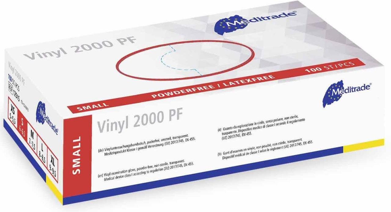 Thumbnail - Meditrade® Einmalhandschuhe Vinyl 2000 PF S weiß
