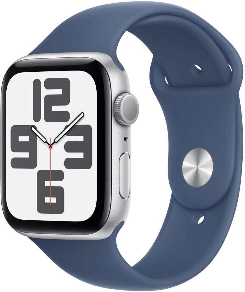Apple Watch SE (GPS) 44mm Aluminiumgehäuse silber, Sportarmband denim (S/M)