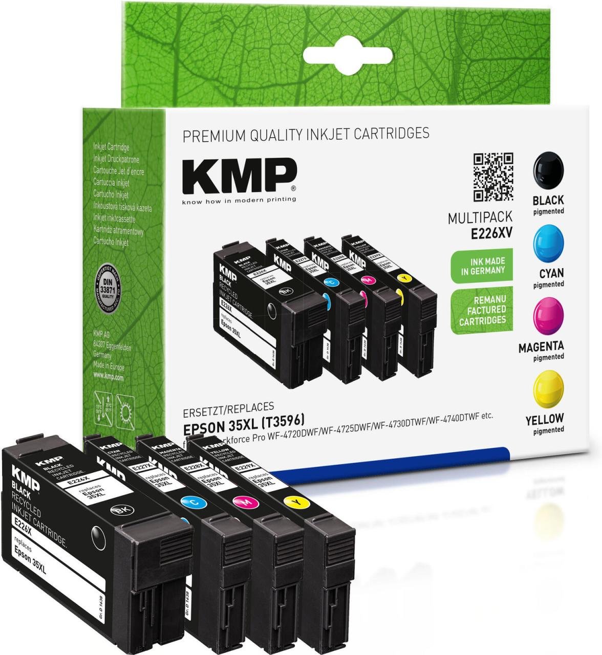 Thumbnail - KMP Druckerpatronen E226XV schwarz, cyan, magenta, gelb kompatibel zu EPSON 35XL / T3596XL, 4er-Set