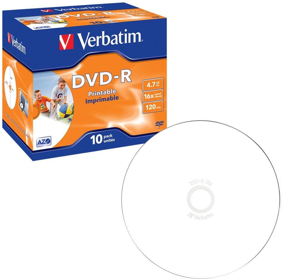 Verbatim DVD-R 4,7 GB 10er bedruckbar Jewel Case