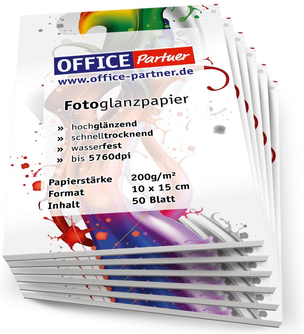 Thumbnail - OFFICE-Partner Premium Fotopapier, weiß hochglänzend - 10 x 15cm 200g/m² - 300 Blatt