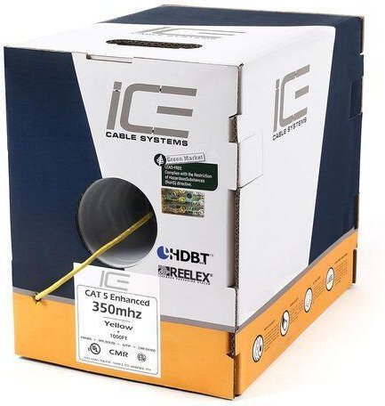 ICE Cable - Cat.5e Kabel, 350MHz, UTP, 24AWG, SBC, HDBaseT, 305m Pulloutbox, Farbe: gelb