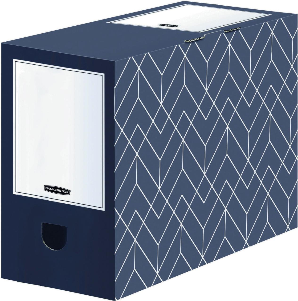 5 Bankers Box Archivboxen Bankers Box Décor Serie mitternachtsblau/weiß 15,0 x 34,5 x 25,3 cm