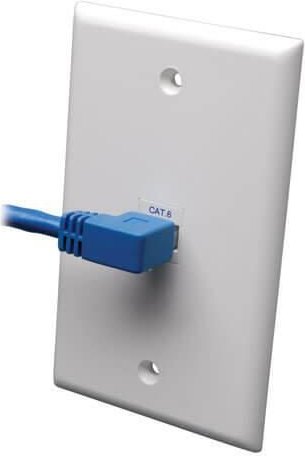 Eaton Tripp Lite Series Left-Angle Cat6 Gigabit Molded UTP Ethernet Kabel (RJ45 Left-Angle M zu RJ45 M), Blue, 3 ft. (0.