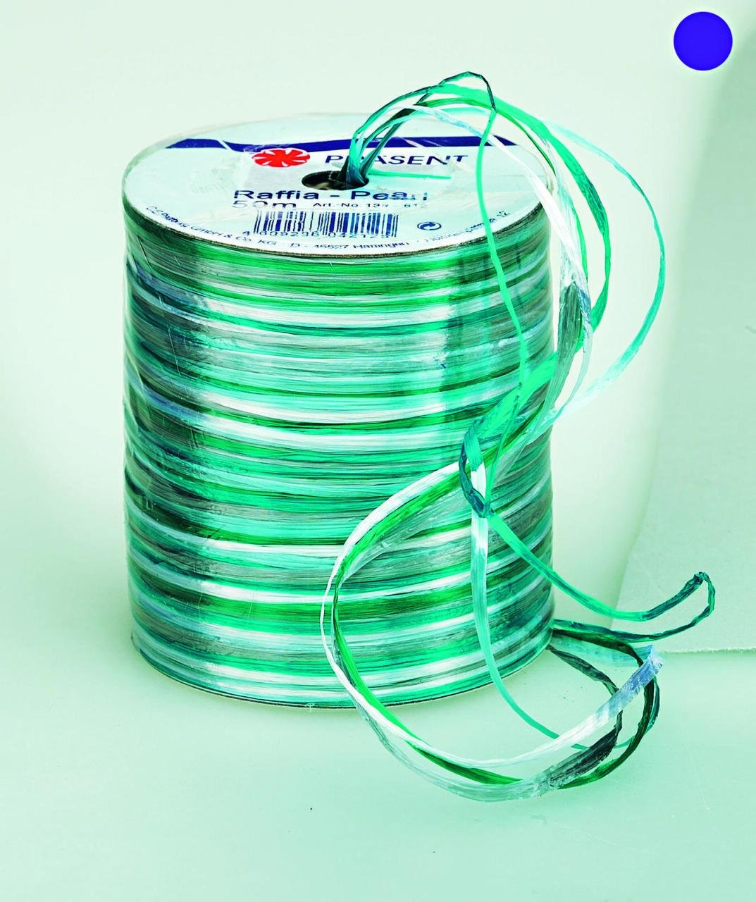 PRÄSENT Geschenkband Raffia-Pearl 3 mm x 50 m blau/türkis/grün