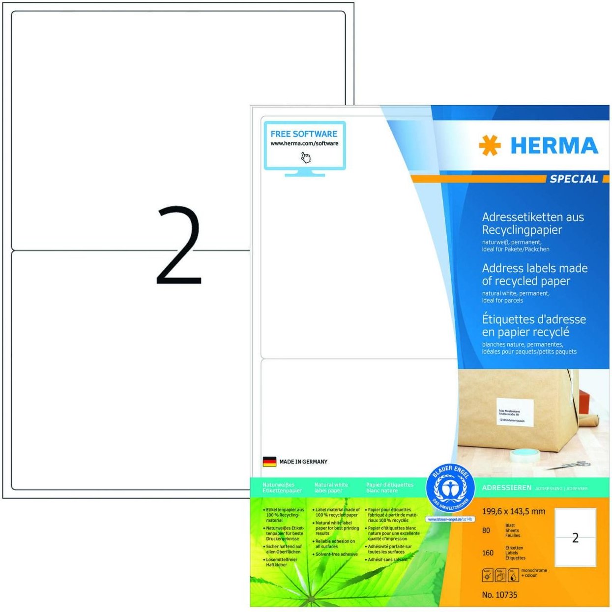 Thumbnail - HERMA Etiketten 10735 weiß 199,6 x 143,5 mm