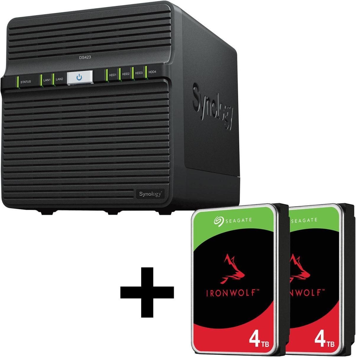 Thumbnail - Synology DiskStation DS423 4 Einschübe NAS-Server Leergehäuse + 2x Seagate Ironwolf SATA 3.5" HDD 4TB Festplatte