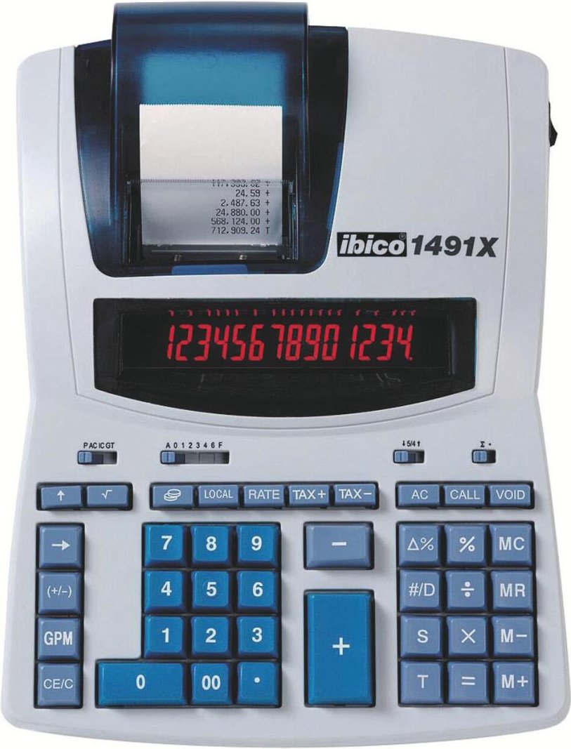 ibico® Tischrechner druckend 1491X weiß/blau