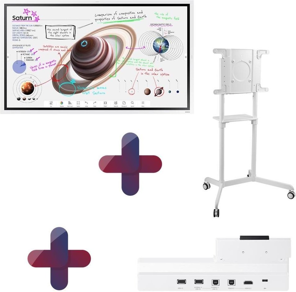 Samsung Flip Pro WM55B Flipchart 138,7 cm 55 Zoll + Peerless TRVT-FLIP2 mobiler Rollwagen + Samsung Flip Pro Tray CY-TF6