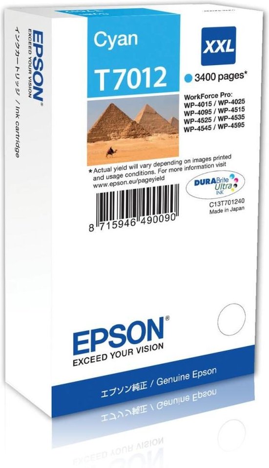 Epson Original T7012 Druckerpatrone cyan 3.400 Seiten 34ml (C13T70124010)