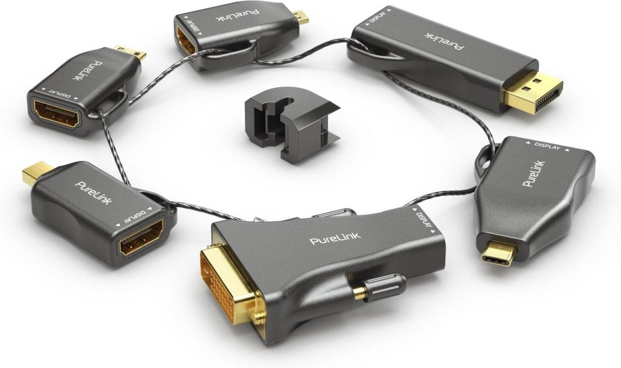 PureLink Adapter Ring Groß - 6x HDMI 4K60Hz - miniDP/DP/USB-C/Mini HDMI/Micro HDMI/DVI > HDMI, gold plated, schwarz