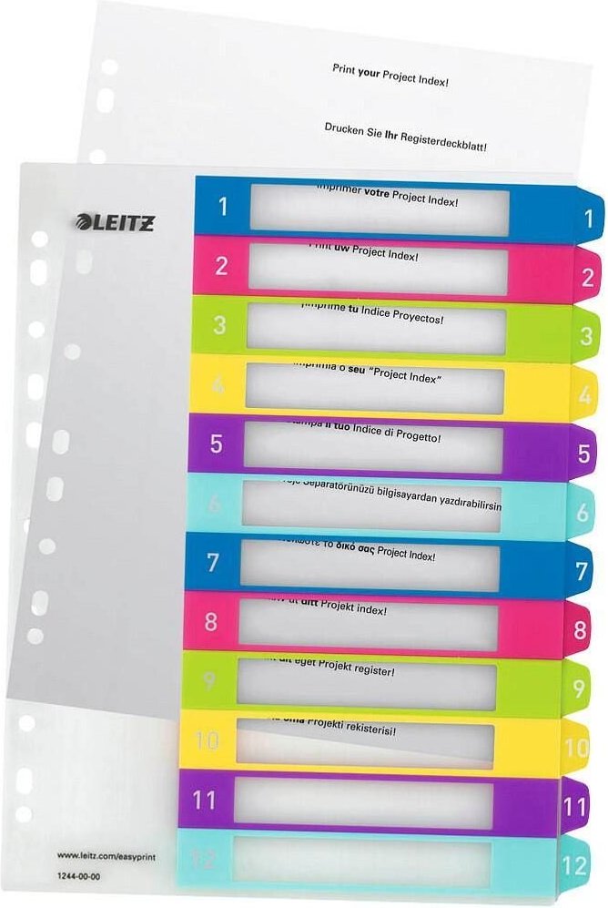 Thumbnail - LEITZ Ordnerregister WOW Vollformat Überbreite 1-12 farbig