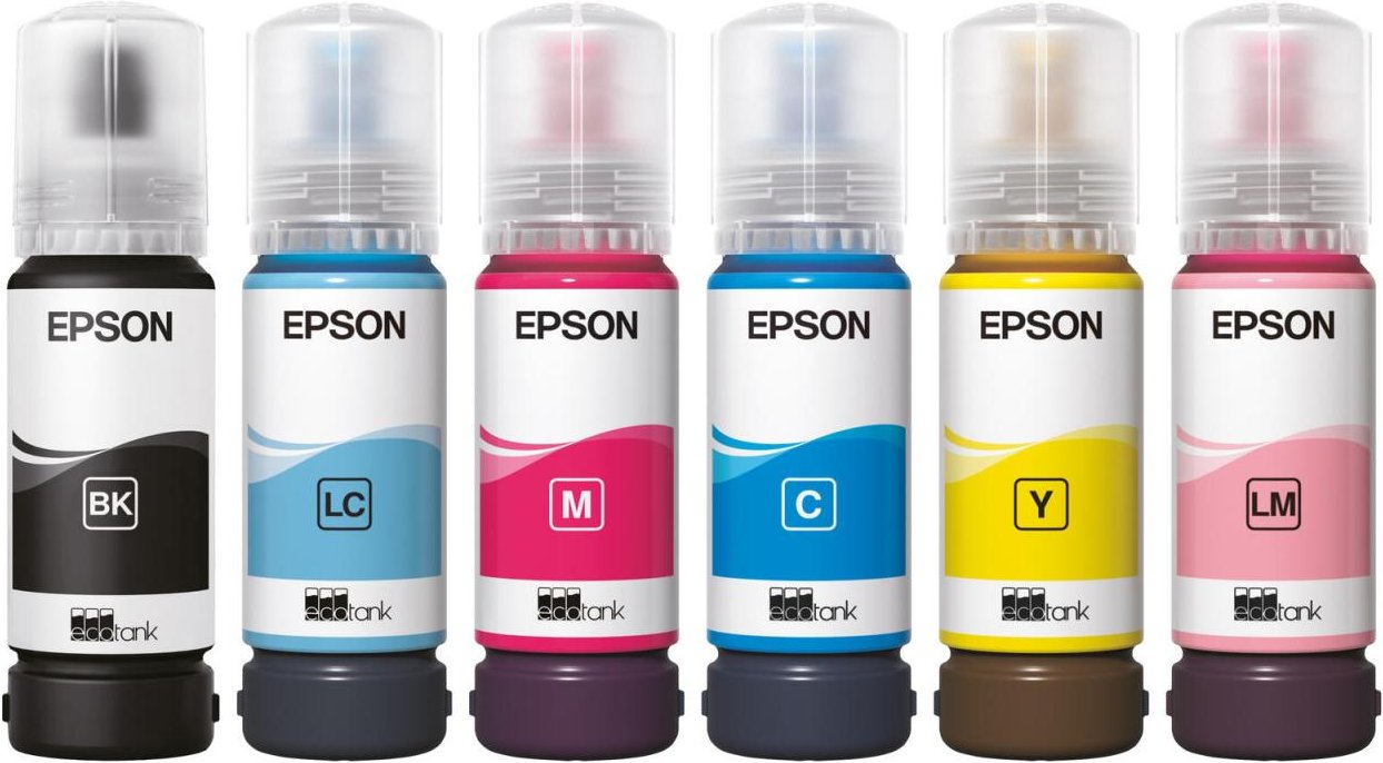 Epson Original EcoTank 107 Tintenflaschen - 6er Multipack schwarz, cyan, magenta, gelb, cyan hell, magenta hell