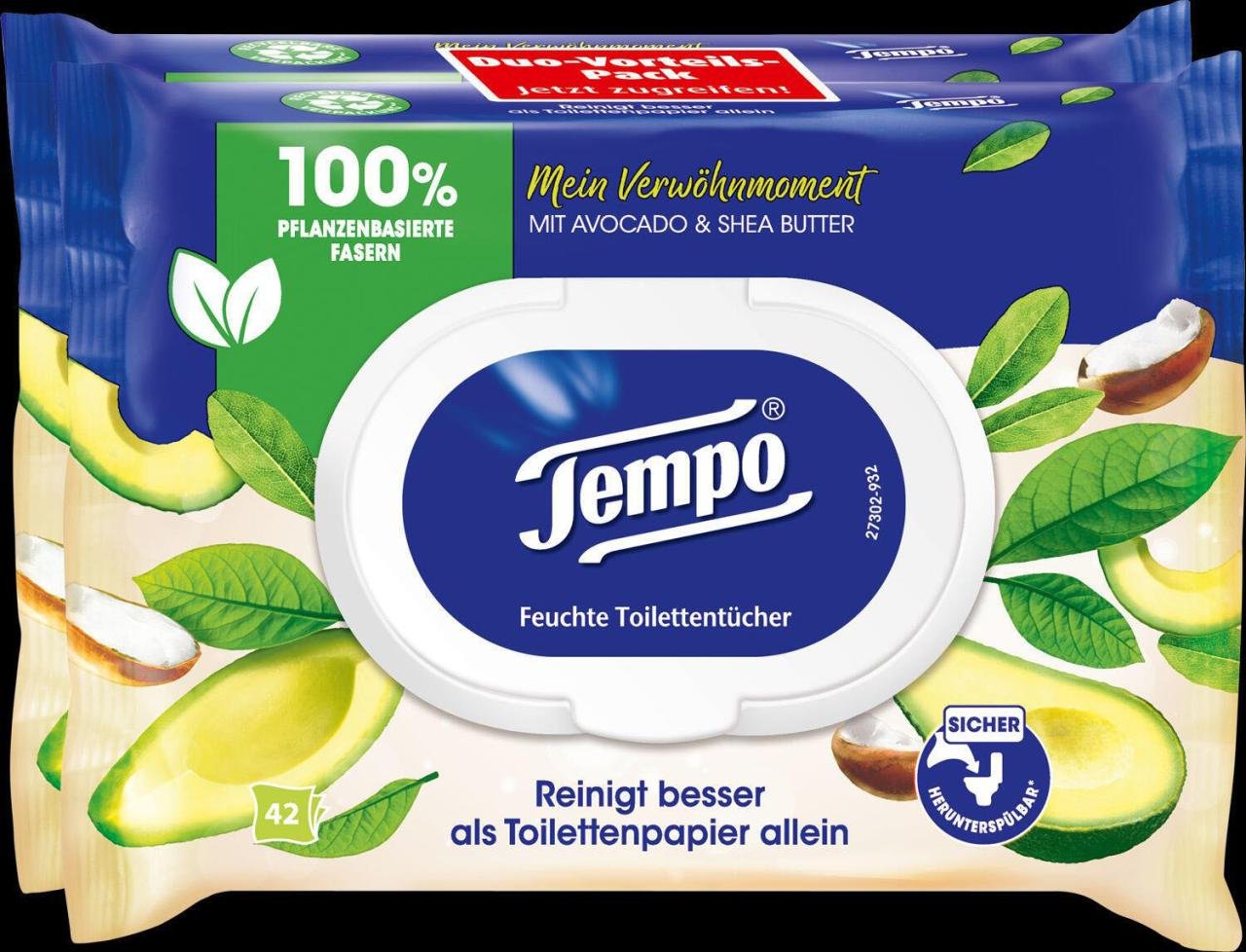 Tempo Feuchtes Toilettenpapier Avocado und Shea Butter 1-lagig