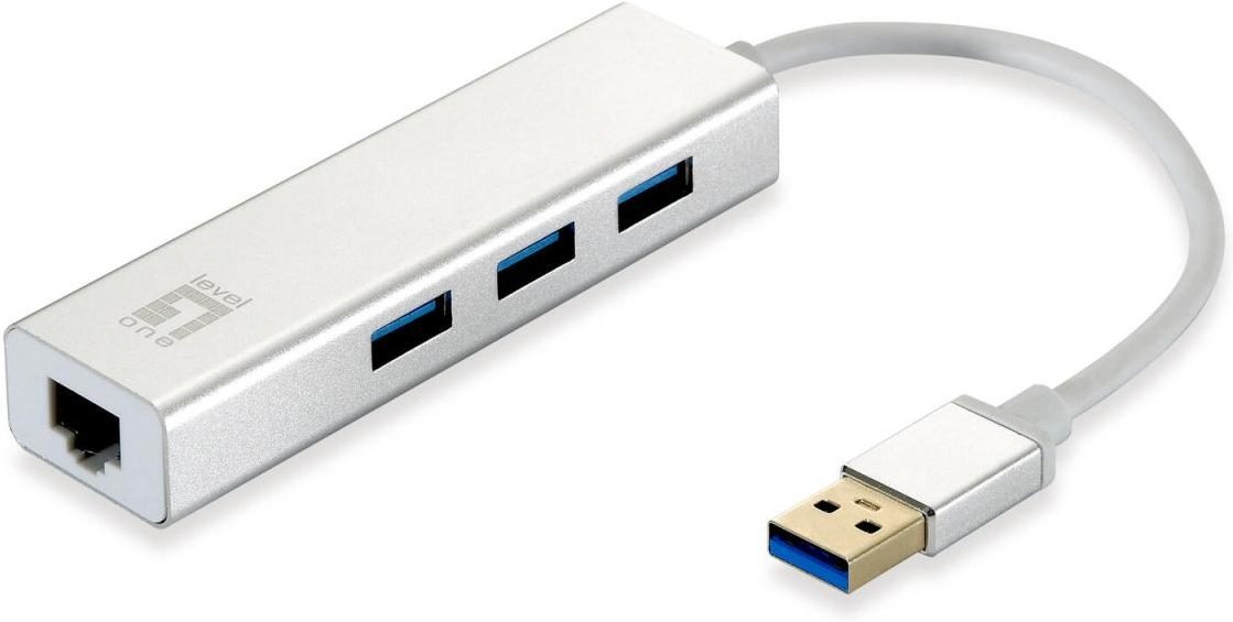 LevelOne USB-0503 Netzwerkadapter USB zu Gigabit Ethernet, 3x USB 3.0-HUB