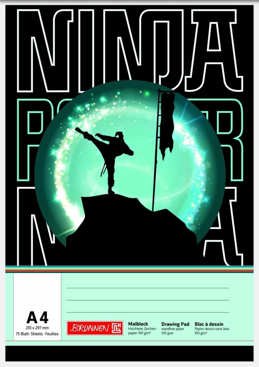 BRUNNEN Ninja Power Malblock DIN A4 75 Blatt