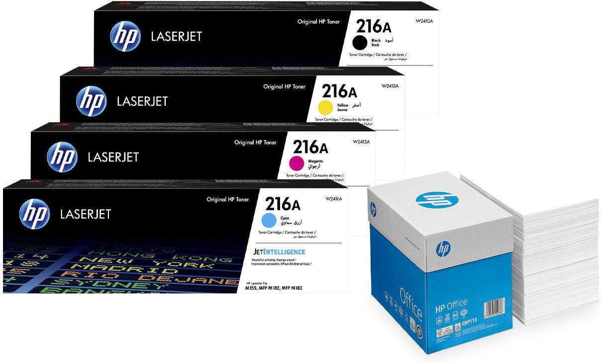 Bundle mit HP Original 216A Toner 4er Multipack + 2.500 Blatt HP Kopierpapier hochweiß
