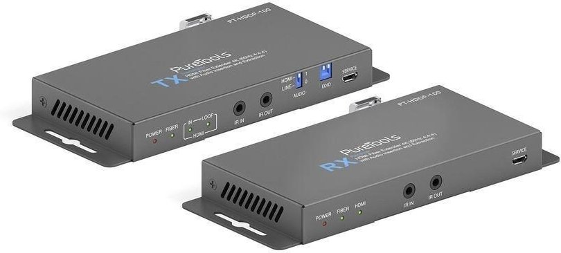 PureTools - HDMI 2.0 Fiber Extender Set - HDMI Fiber Extender 4K (60Hz 4:4:4) mit Audio Insertion und Extraktion