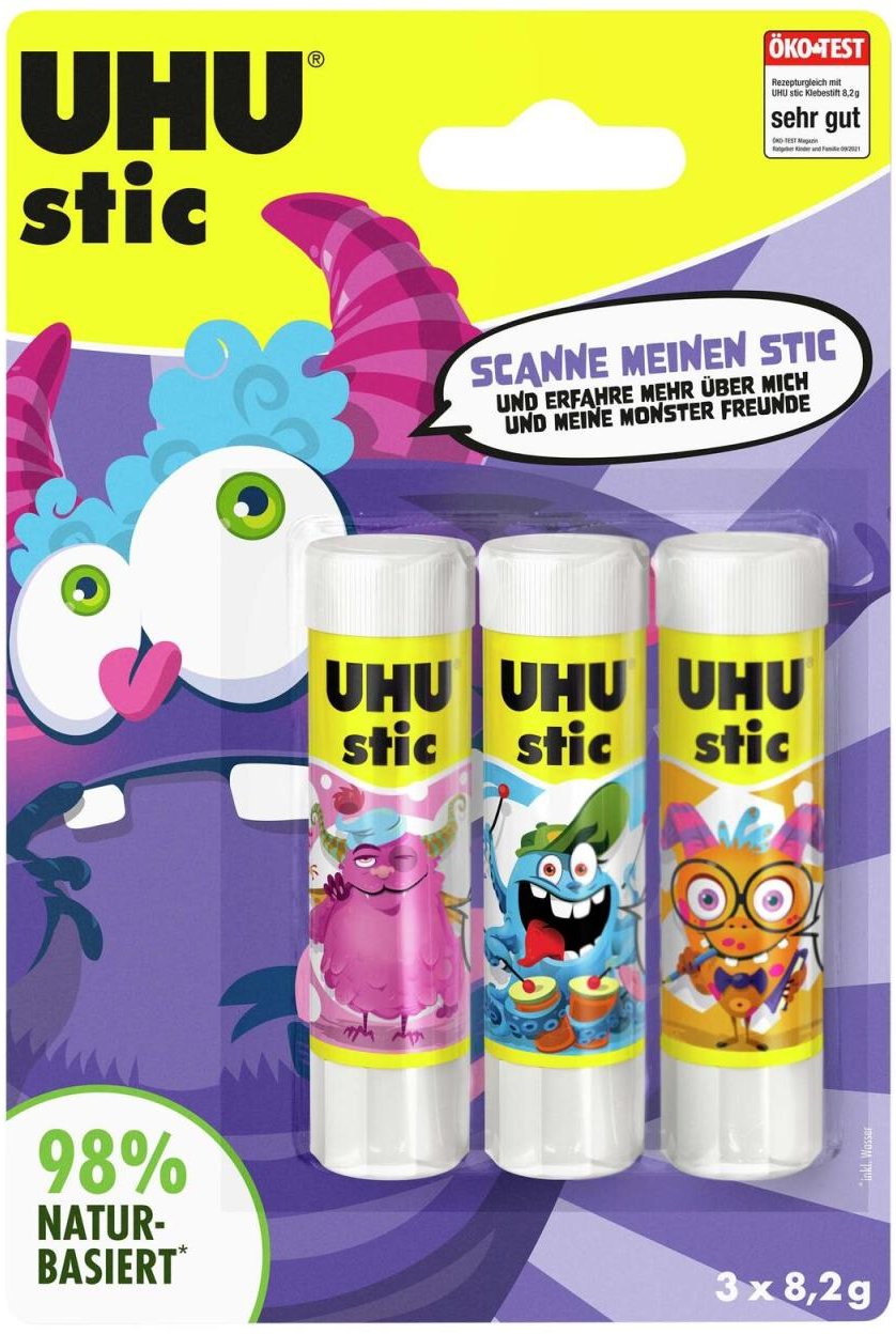UHU MONSTER Klebestifte 3x 8,2 g