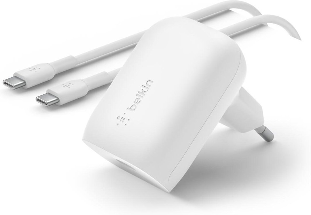 Belkin USB-C PD 3.0 PPS Ladegerät mit USB-C auf USB-C Kabel 30 W, weiß
