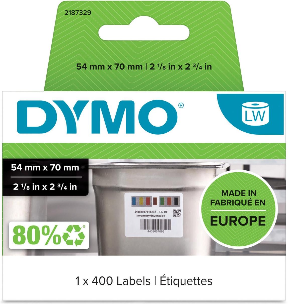 DYMO® Original Etikett für LabelWriter™, Warenrotations-Etiketten - weiß mit farbigen Streifen - Ablösbar, 1 x 400 Etike
