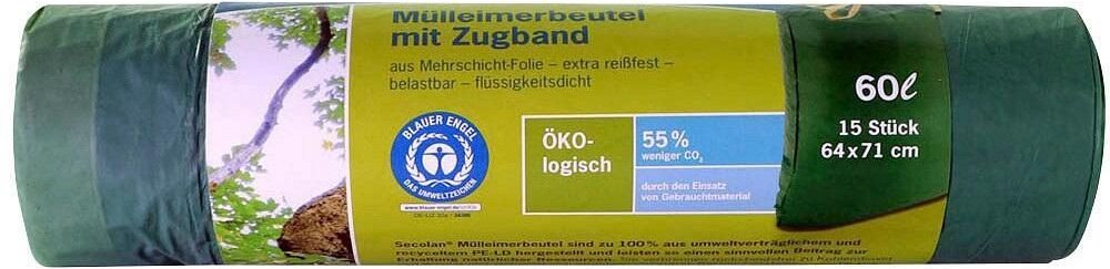 Secolan Müllbeutel 60l - grün - 15 Stück