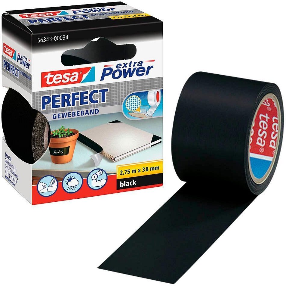 Thumbnail - tesa Gewebebänder extra Power Perfect 38 mm x 2.75 m schwarz