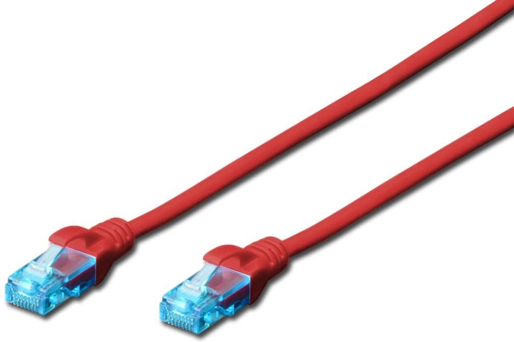 DIGITUS Patch-Kabel RJ-45 (M) zu RJ-45 (M) 0.5 m CCA U/UTP Cat 5e rot (DK-1512-005/R)