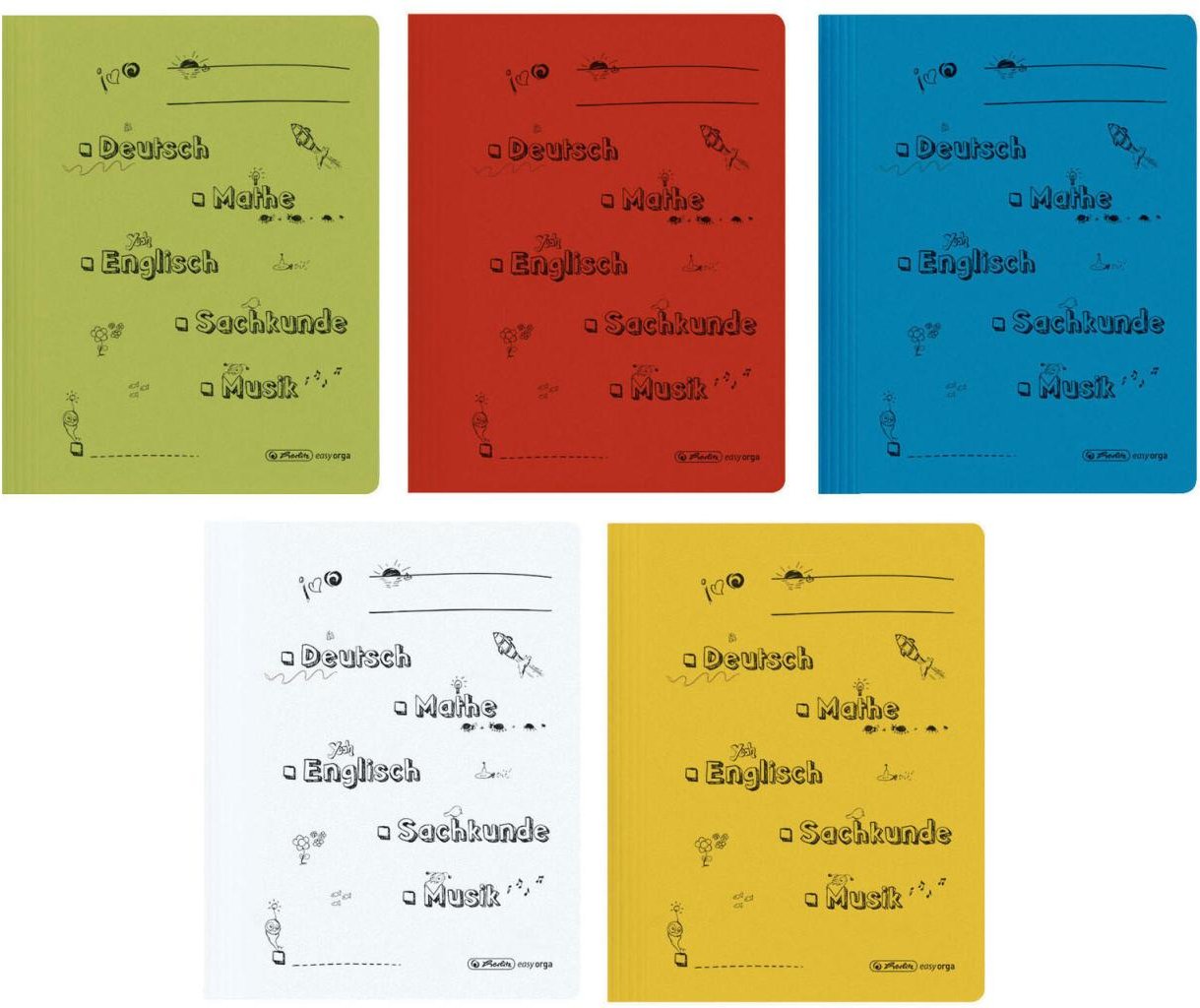 herlitz Schnellhefter DIN A4 Stabiler Manila-Karton grün, rot, blau, weiß, gelb