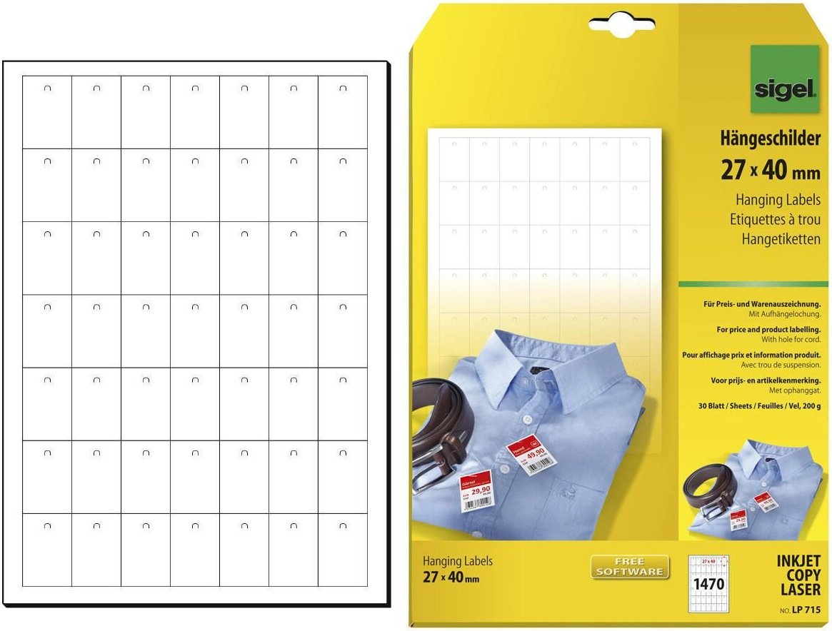 Thumbnail - SIGEL Hängeetiketten 27,0 x 40,0 mm