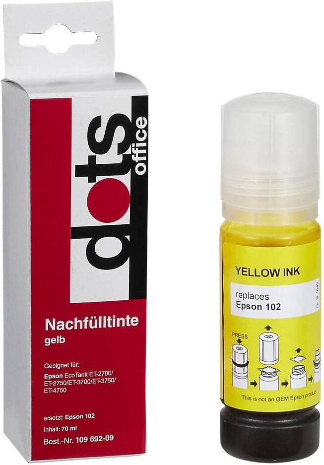 dots Tintenflasche kompatibel zu EPSON 102/T03R44 gelb