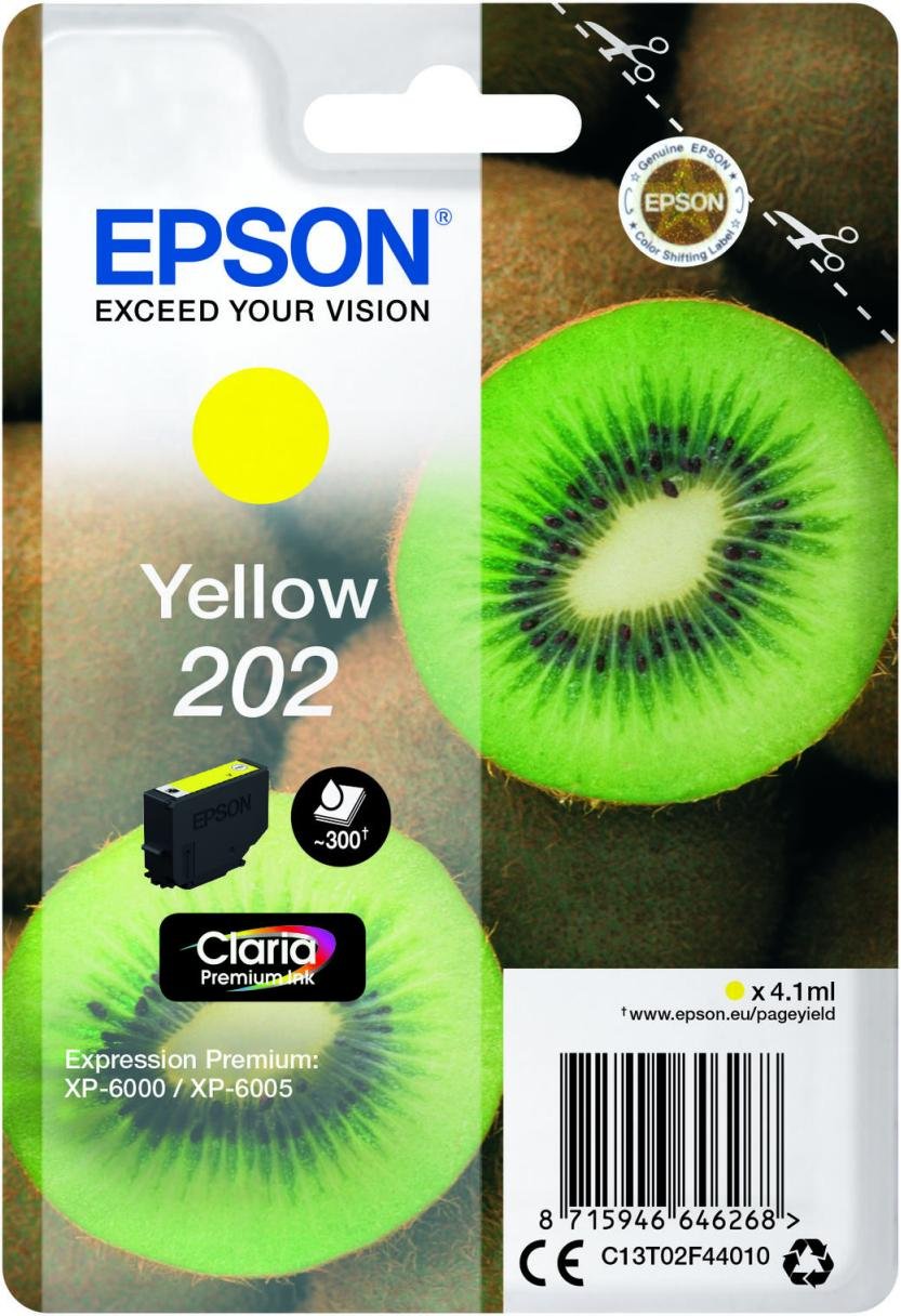 Epson Original 202 Kiwi Druckerpatrone gelb 300 Seiten 4,1ml (C13T02F44010)