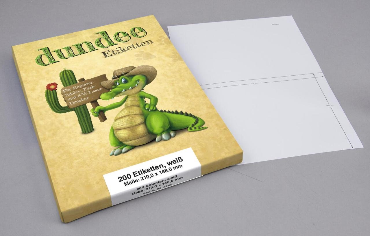 Thumbnail - dundee Etiketten D585152 weiß 210,0 x 148,0 mm