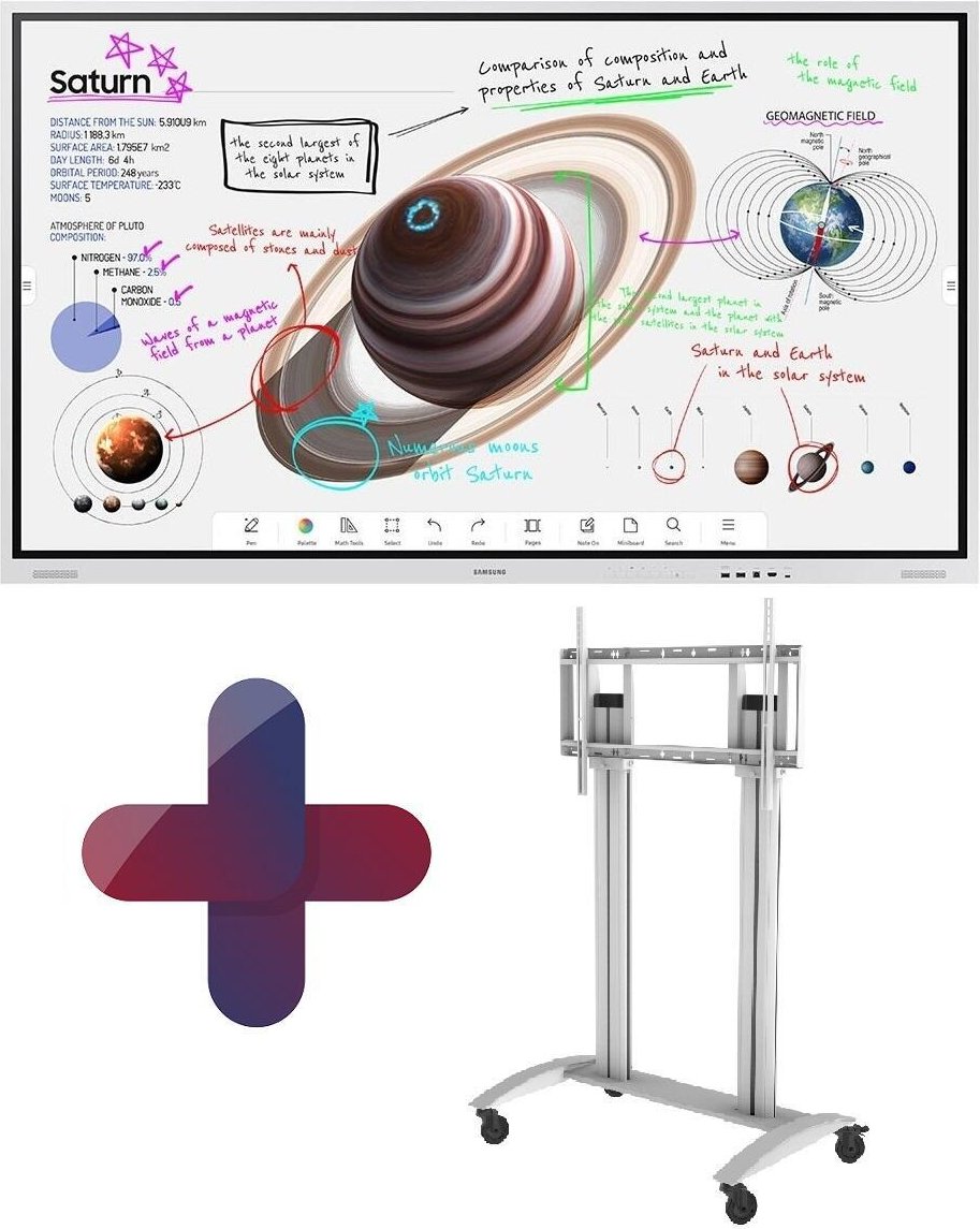 Thumbnail - Samsung Flip Pro WM85B Flipchart 215,9 cm 85 Zoll + Peerless-AV SR598W Rollwagen höhenverstellbar