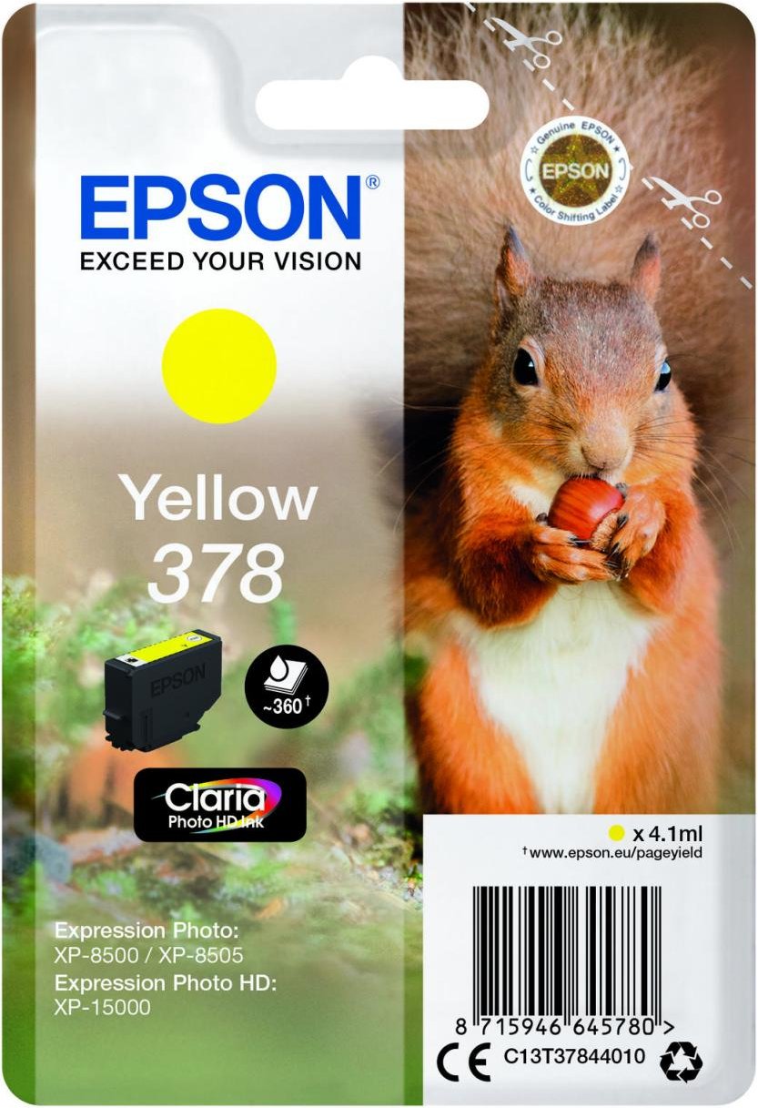 Epson Original 378 Eichhörnchen Druckerpatrone gelb 360 Seiten 4,1ml (C13T37844010)